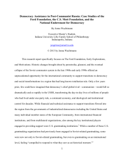 Democracy Assistance in Post-Communist Russia: Case Studies of