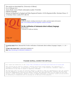 Inquiry On the verification of statements about ordinary language