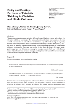 Deity and Destiny: Patterns of Fatalistic Thinking