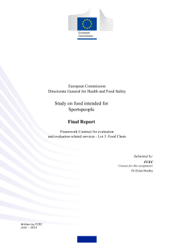 Study on food intended for Sportspeople Final Report