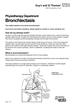 Physiotherapy Department Bronchiectasis