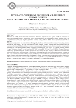 phthalates - widespread occurrence and the effect on male gametes