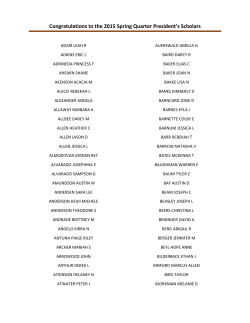 Congratulations to the 2015 Spring Quarter President`s Scholars