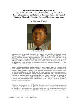 Michael Stonebraker Speaks Out