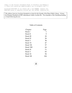 Table of Contents Chapter Page Book I 1 Book II 9 Book III 20 Book