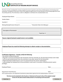 Accounting Services CERTIFICATE OF MISSING RECEIPT/INVOICE