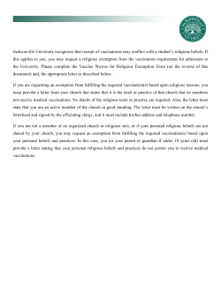 Immunization Waiver Form - Jacksonville University