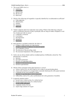 USABO Semifinal exam 2004 Answer Key
