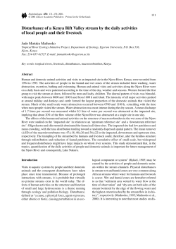 Disturbance of a Kenya Rift Valley stream by the daily activities of