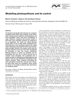 Modelling photosynthesis and its control