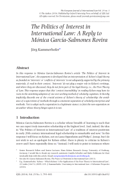 The Politics of Interest in International Law: A