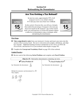 Section 8.4 Rationalizing the Denominator Are You Getting a Tax