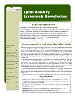 Lynn County Livestock Newsletter