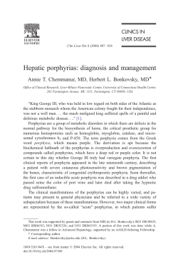 Hepatic porphyrias: diagnosis and management
