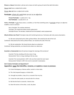 Participle: a form of a verb that can act as an adjective