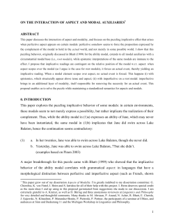 On the Interaction of Aspect and Modal Auxiliaries