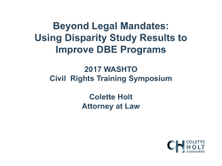 Beyond Legal Mandates Using Disparity Studies Results to Improve