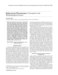 Behavioral Phenotypes: Conceptual and