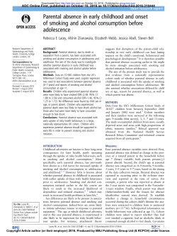 Parental absence in early childhood and onset of smoking and