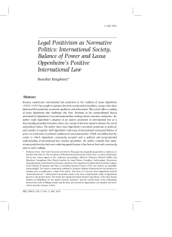 Legal Positivism as Normative Politics: International Society