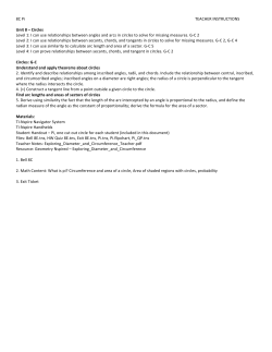 8C Pi TEACHER INSTRUCTIONS Unit 8 &ndash; Circles Level 1: I can use re
