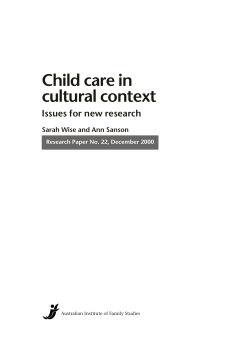 Child care in cultural context - Australian Institute of Family Studies