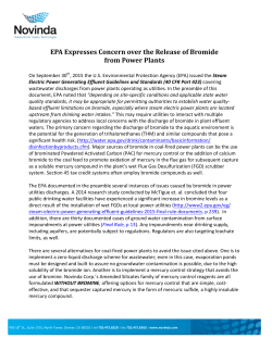 EPA Expresses Concern over the Release of Bromide