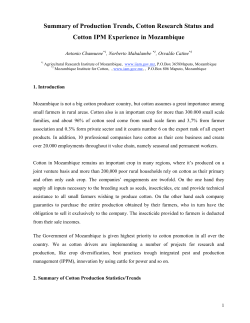 Summary of Production Trends and Cotton Research Status in