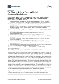 The Time Is Right to Focus on Model Organism Metabolomes