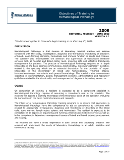 Objectives of Training in Hematological Pathology