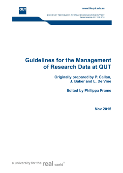 Guidelines for the Management of Research Data at