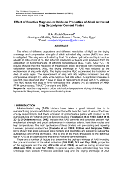 Effect of Reactive Magnesium Oxide on Properties of Alkali Activated