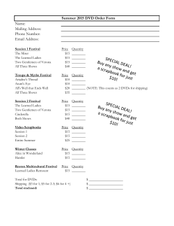Summer 2015 DVD Order Form Name: Mailing Address: Phone