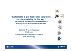 Sustainable Si production for solar cells &ndash; a responsibility for Norway?