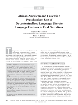 Literate Language Features in Oral Narratives