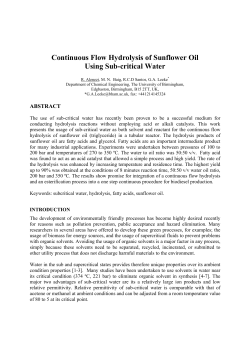 continuous flow hydrolysis of sunflower oil
