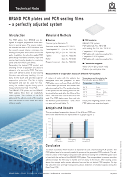 BRAND PCR plates and PCR sealing films – a perfectly
