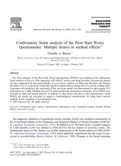 Confirmatory factor analysis of the Penn State Worry