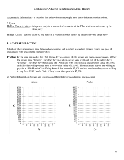 Lectures for Adverse Selection and Moral Hazard