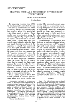 REACTION TIME AS A MEASURE OF INTERSENSORY