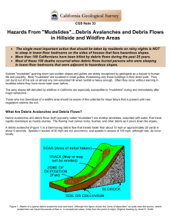 Hazards From "Mudslides"...Debris Avalanches and Debris Flows in