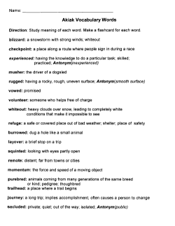 Akiak Vocabulary Words - The Rankin