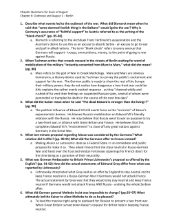 1. Describe what events led to the outbreak of the war. What did