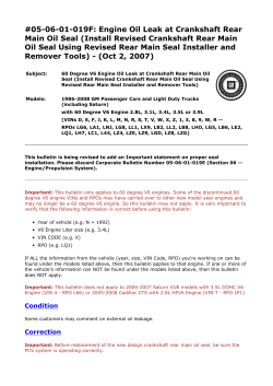 Engine Oil Leak at Crankshaft Rear Main Oil Seal