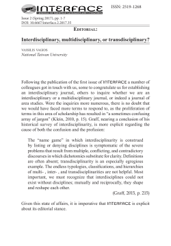 Interdisciplinary, multidisciplinary, or transdisciplinary?