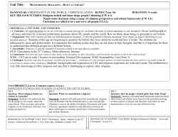 Unit Title: MONOTHEISTIC RELIGIONS &ndash; HOW CAN THIS BE?