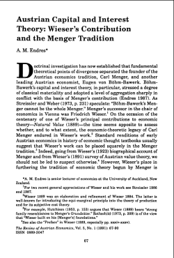 Austrian Capital and Interest Theory: Wieser`s Contribution and the