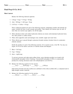 Final Prep #3 Ch. 10-12 - ECR-Chemistry-Lin