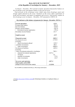 BALANCE OF PAYMENTS of the Republic of Azerbaijan for January