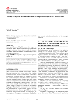 A Study of Special Sentence Patterns in English